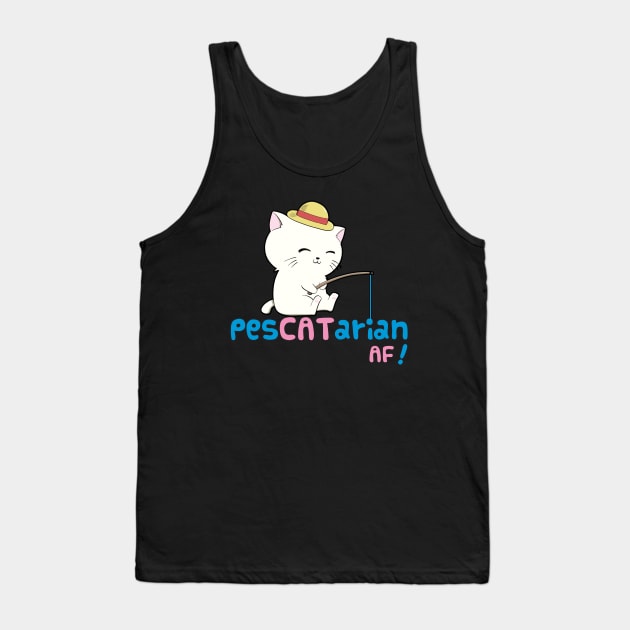 PesCATarian AF! Cute Pescatarian Cat Tank Top by The Kitten Gallery